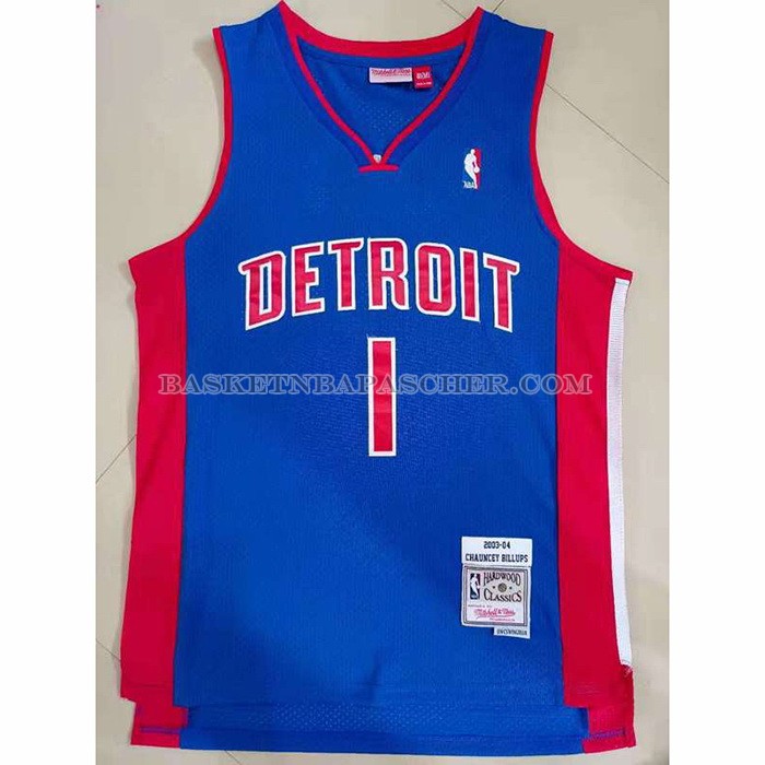 Maillot Detroit Pistons Chauncey Billups NO 1 Mitchell & Ness 2003-04 Bleu